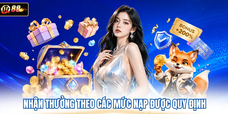 Nhận thưởng theo các mức nạp được quy định 